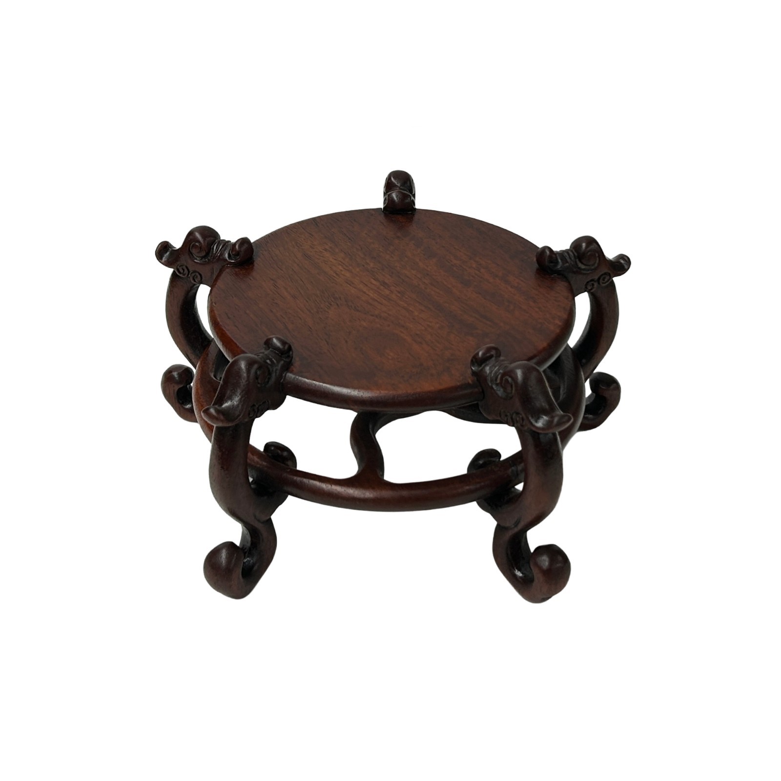 4.75″ Dark Brown Round Top 5 Curved Legs Wood Display Stand Riser Easel GB278