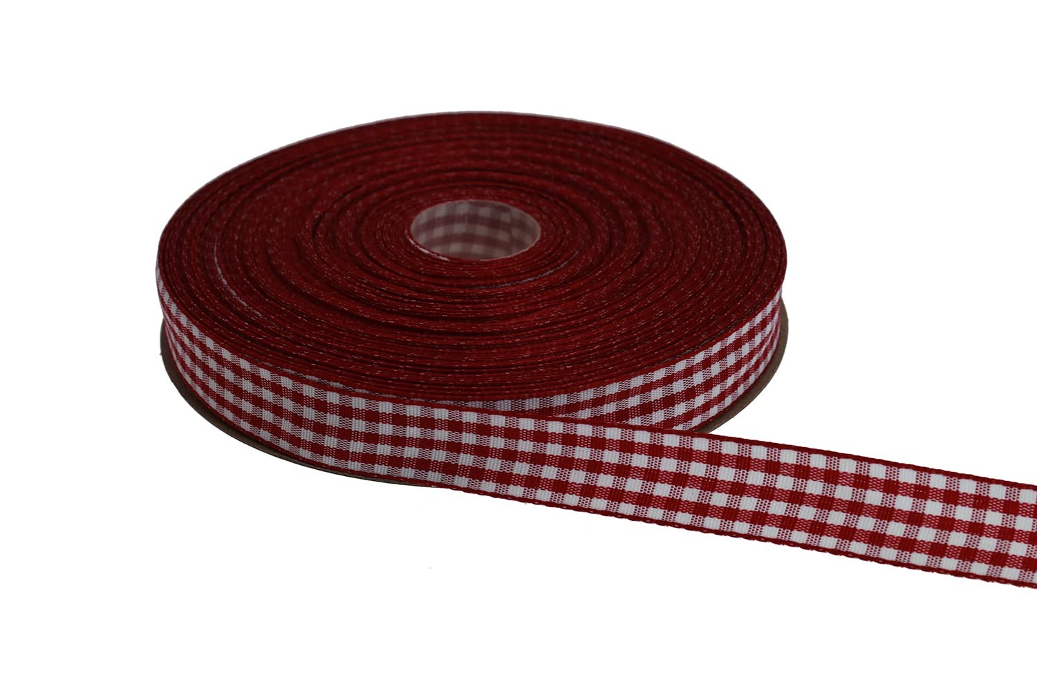 Gingham Ribbon 50 Yard Roll 5/8 Inch Dark Red 100 Polyester Woven Edge