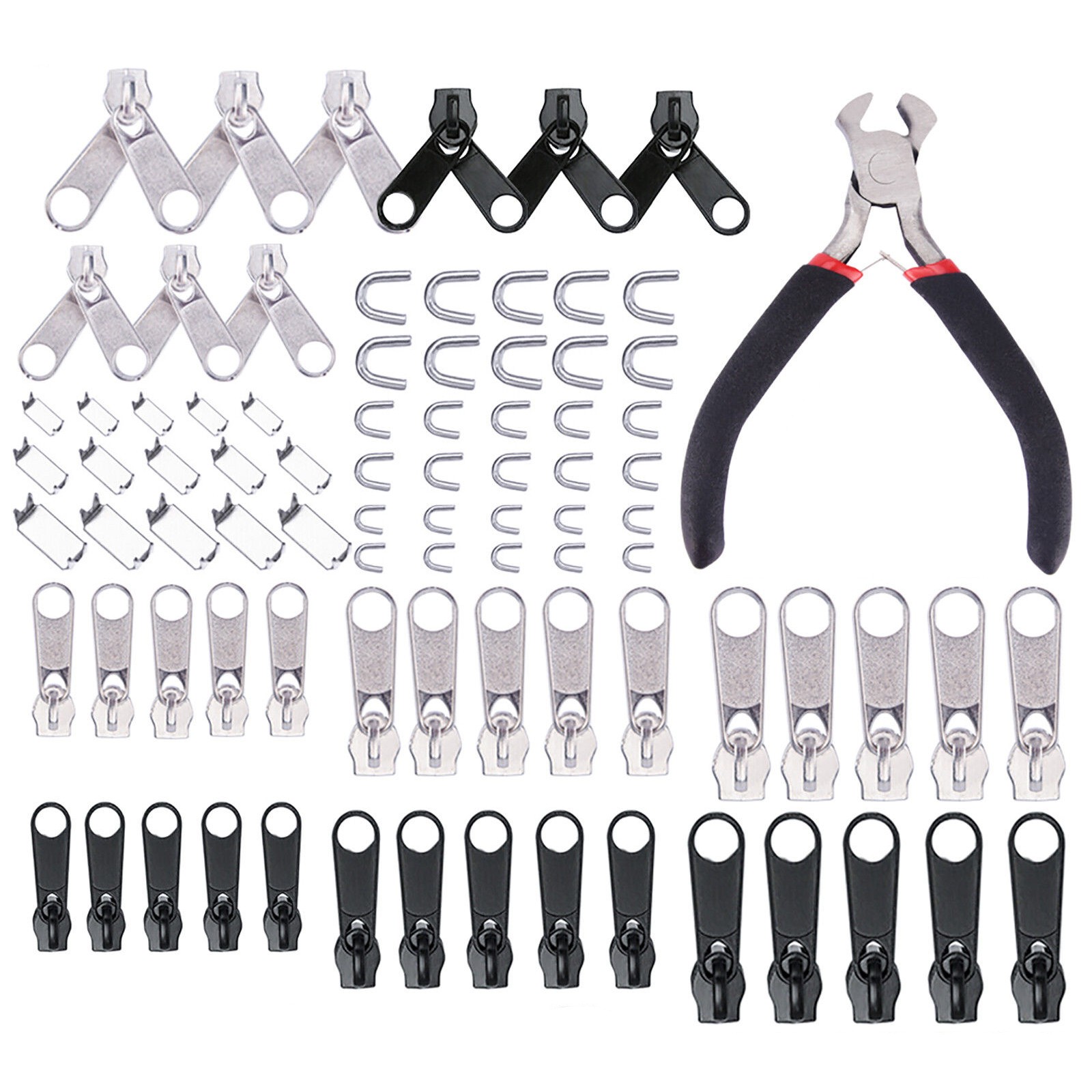 85Pack/set Zinc Alloy Universal Fix Zipper Zip Slider Repair Instant DIY Kit