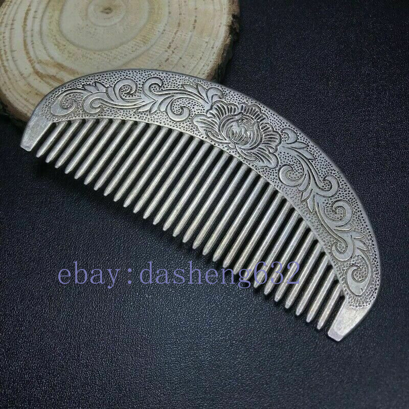 Chinese old Carving Carved silver comb