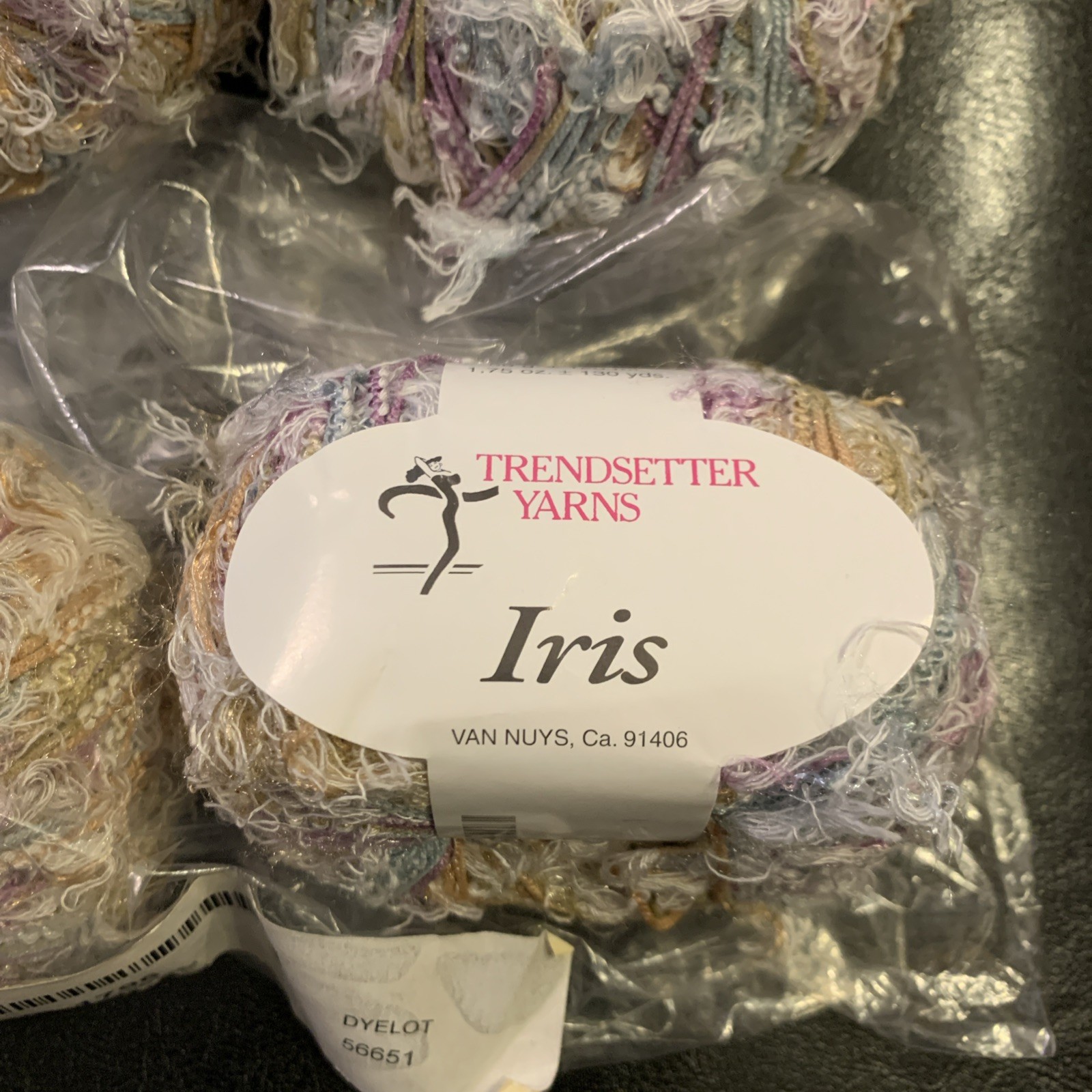 2 Trendsetter Iris Eyelash Yarn Color 1796 New + 2 Partial Yarn Balls