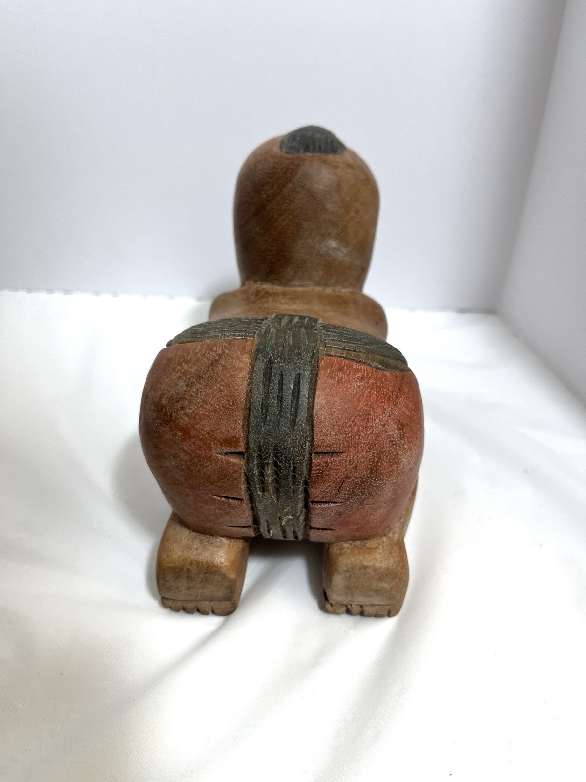 Asian Oriental Chinese Opium Pillow Wood Handcarved Vtg Figure Beautiful Relax