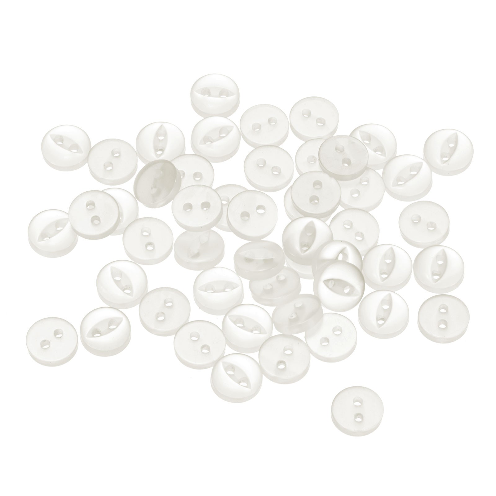 50pcs White Round Sewing Buttons 9mm Resin 2-Hole Fish Eye Craft Button