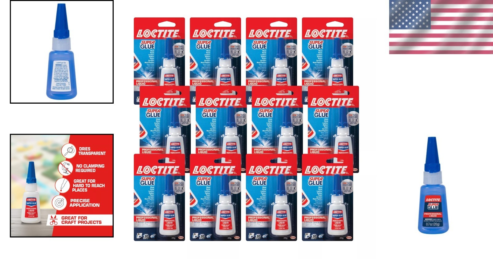 Quick Dry Cyanoacrylate Adhesive, 0.14 fl oz – Pack of 12