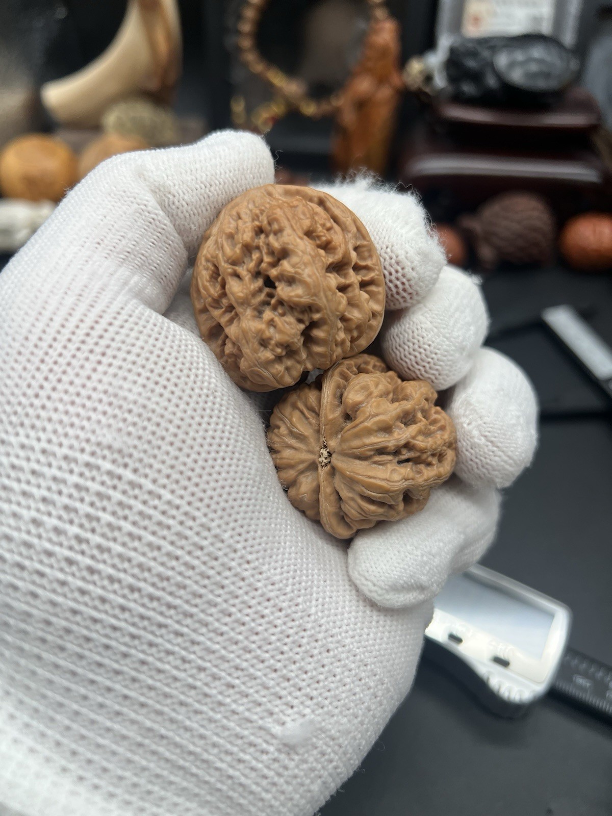 Pair of Match Chinese Health Walnut 36×35×35mm精配文玩核桃～全品平谷小粗筋