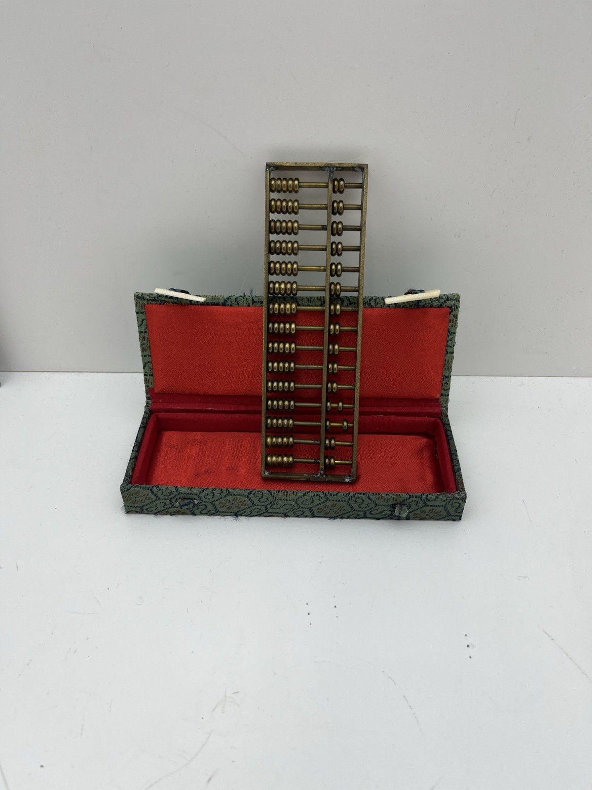 Vintage Small Abacus Metal with Box Paper Weight Beads Slide