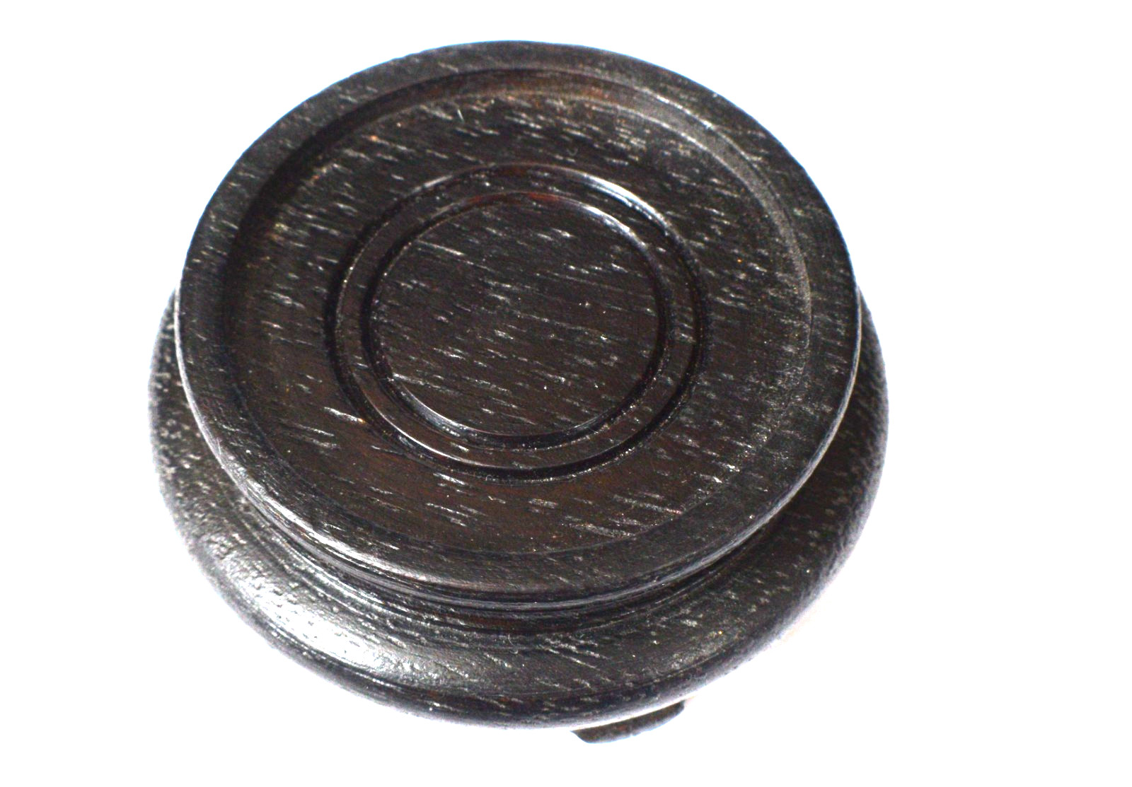 Vintage Chinese Round Dark Wood Stand/figurine base Very Small 2″ diam S32