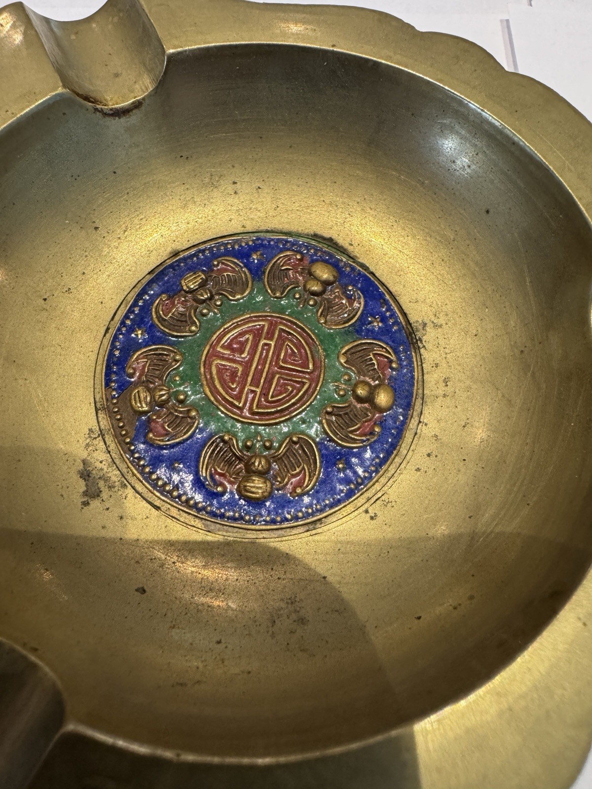 Pair Vintage Chinese Cloisonné Ashtrays