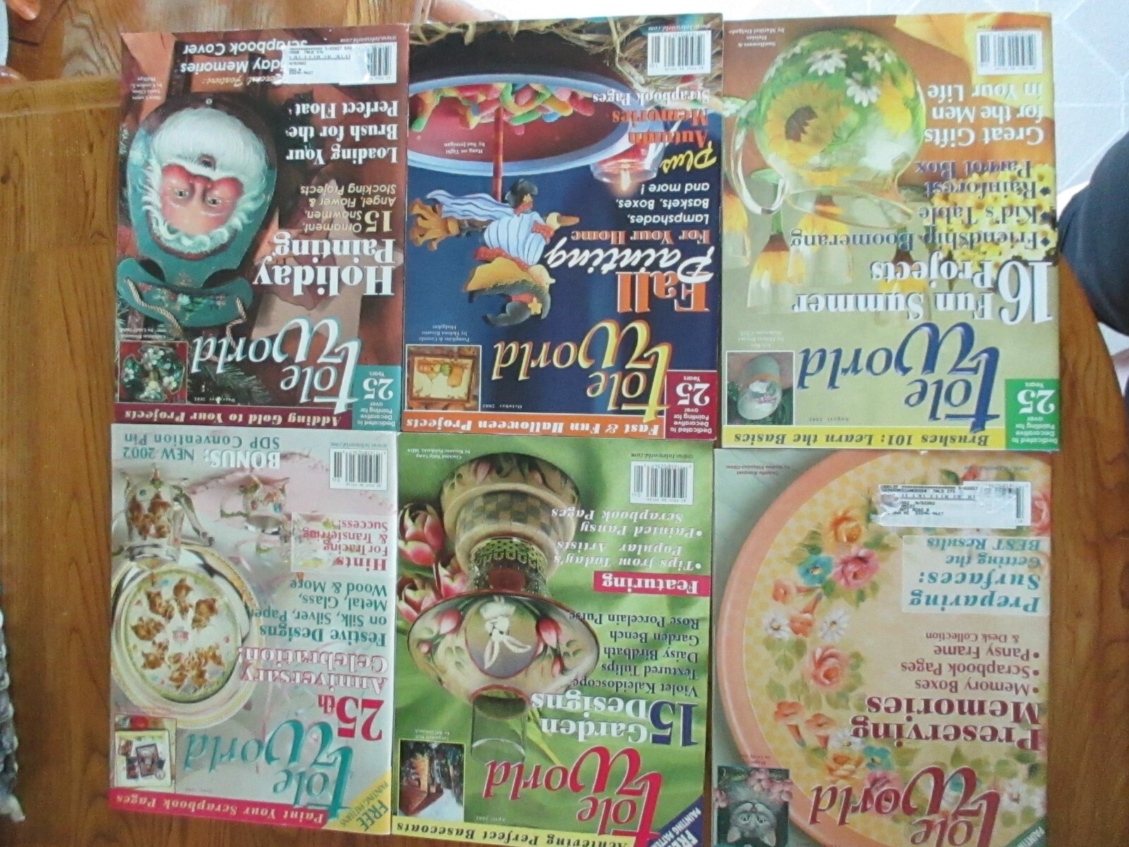 Lot of 6 Tole World Magazines Painting – 2002 Florals Fall Spring Christmas