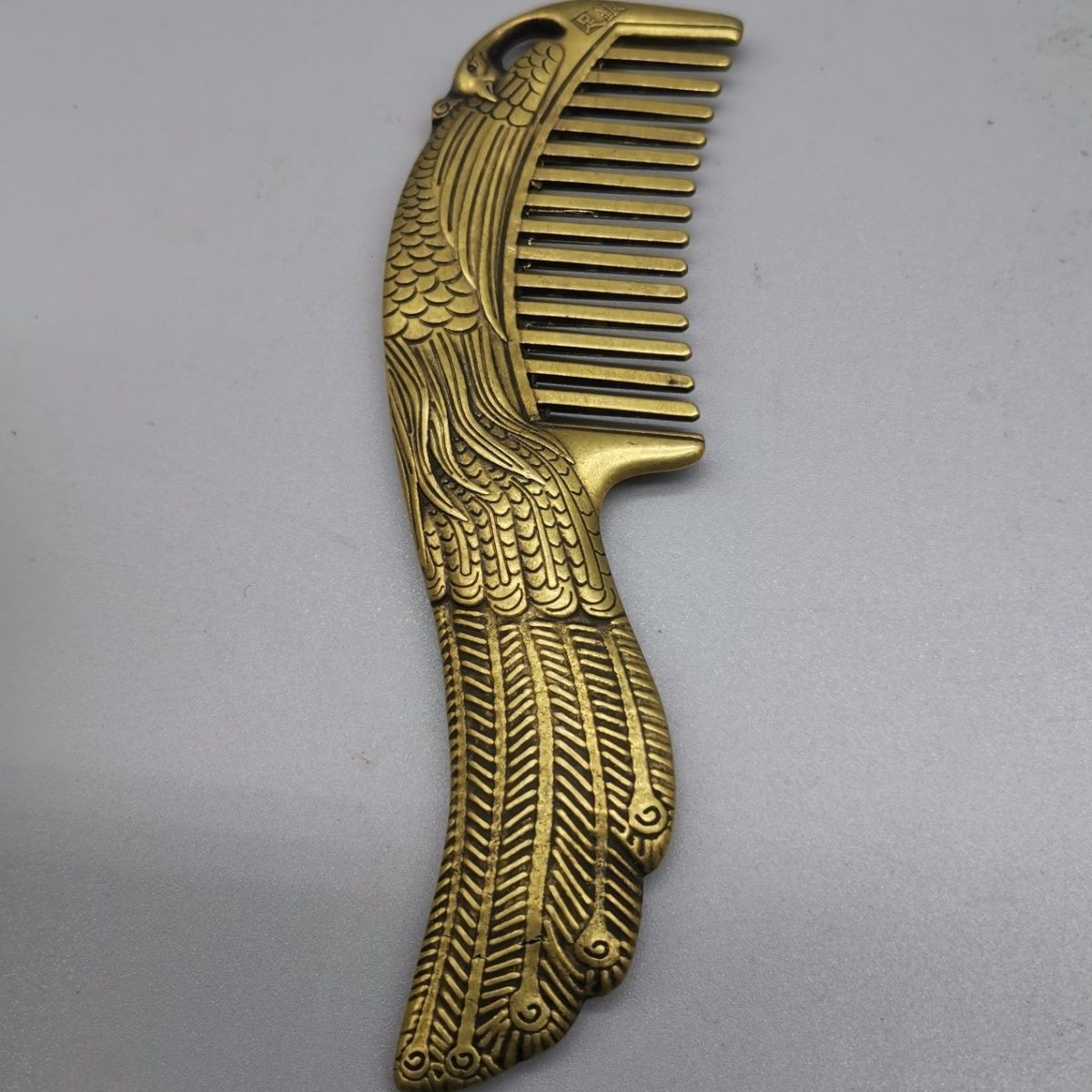 Vintage Brass Peacock Comb Handmade Copper Alloy Hair Care Styling Comb