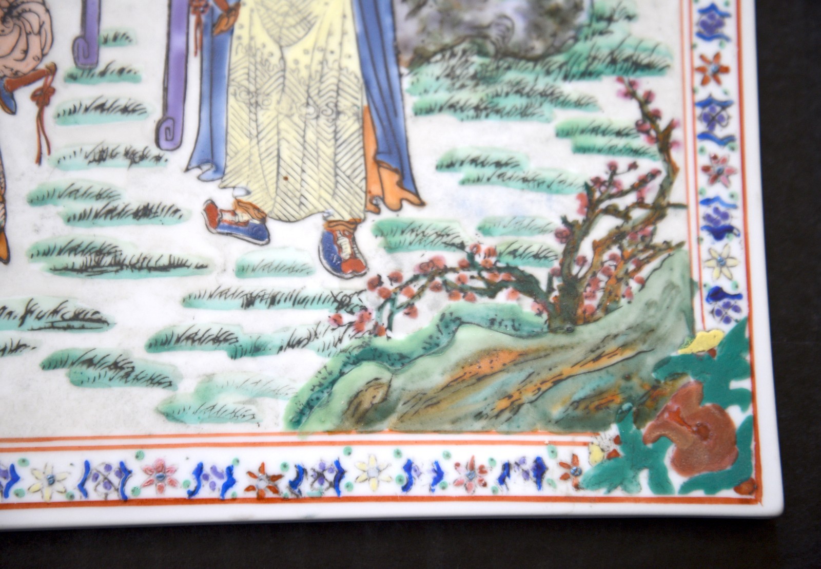 Vintage Chinese Famille Rose Figural Wall Plaque – Porcelain Art Panel