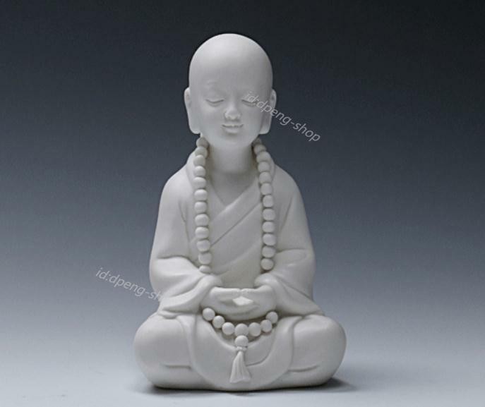 6.4″Chinese White Porcelain Ceramics Lovable Little Monk Figurine Statue Statues