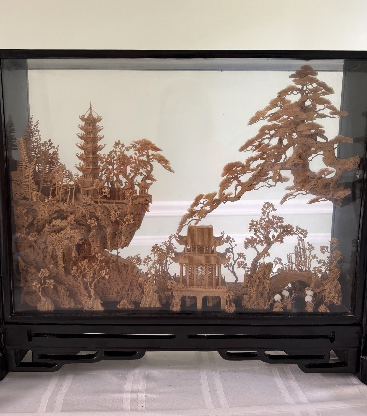Vintage Large 20” Asian Cork Pogoda/Temple Diorama