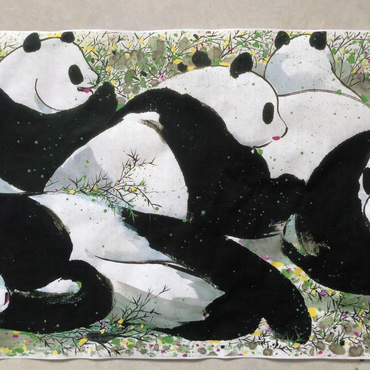 Chinese Panda Painting Scroll Unframed Wall Art Print Home Decor Decor