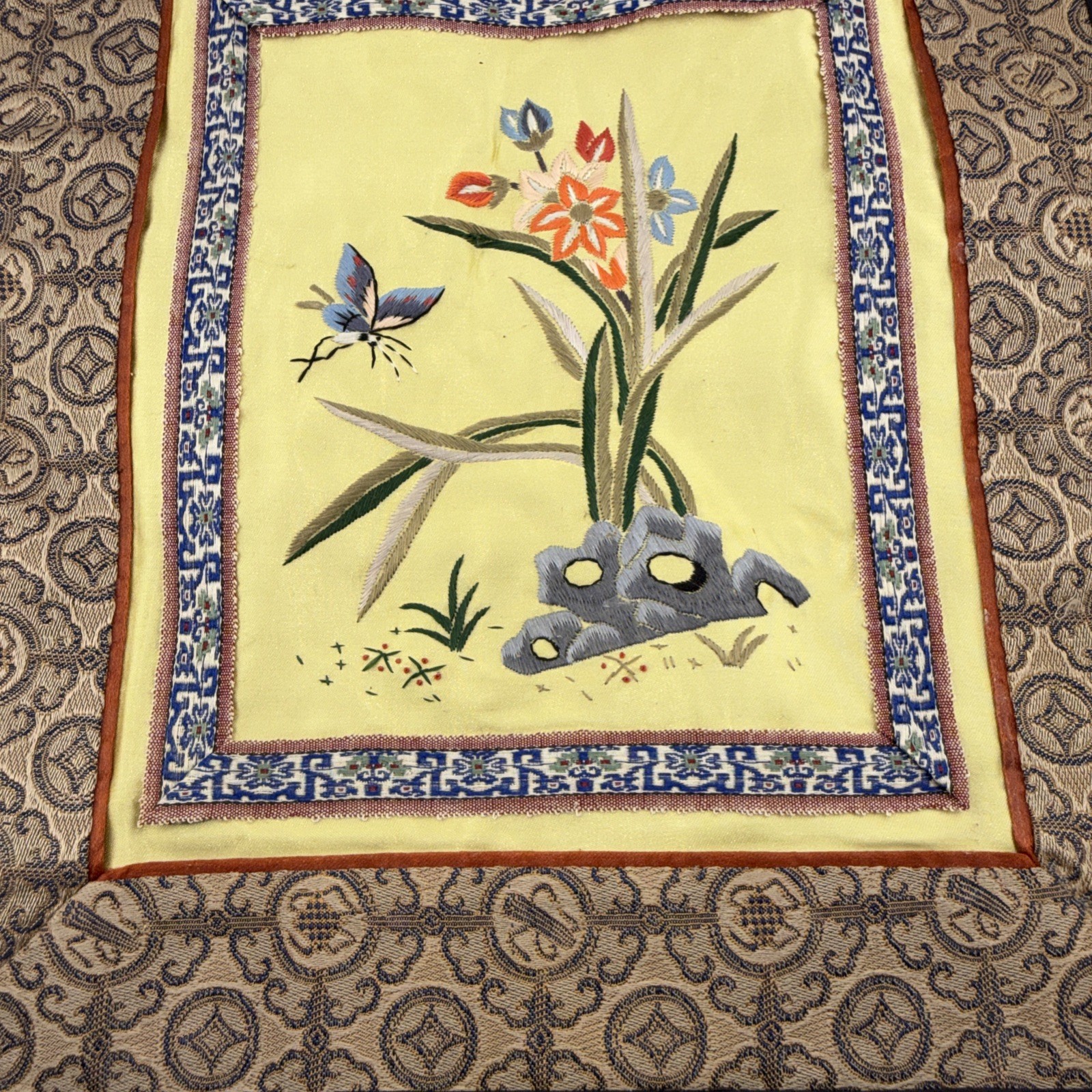 Vintage Chinese Silk Embroidery Flower Hand Embroidered Panel Number 07 10×11.5