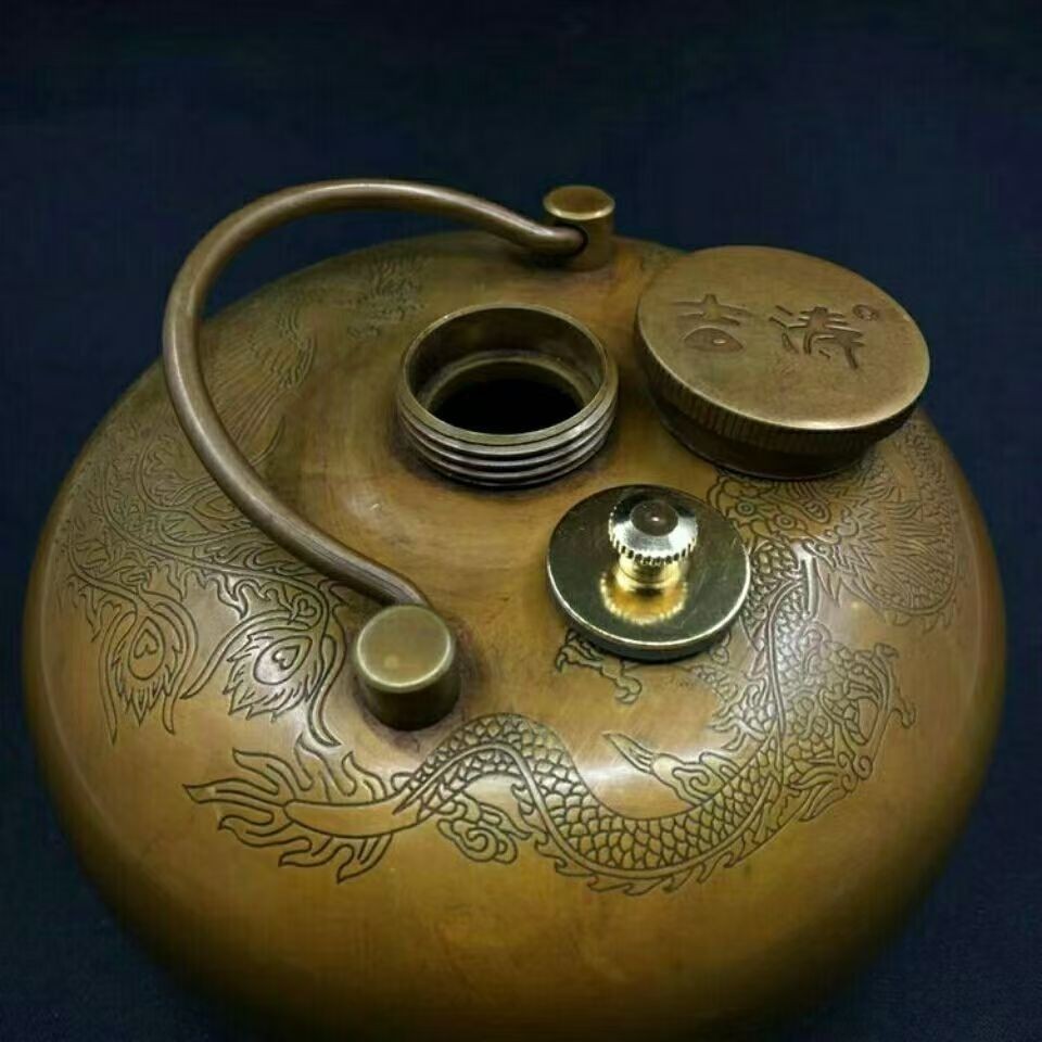 13cm Chinese Pure Copper Dragon Phoenix Hand Warmer Brass