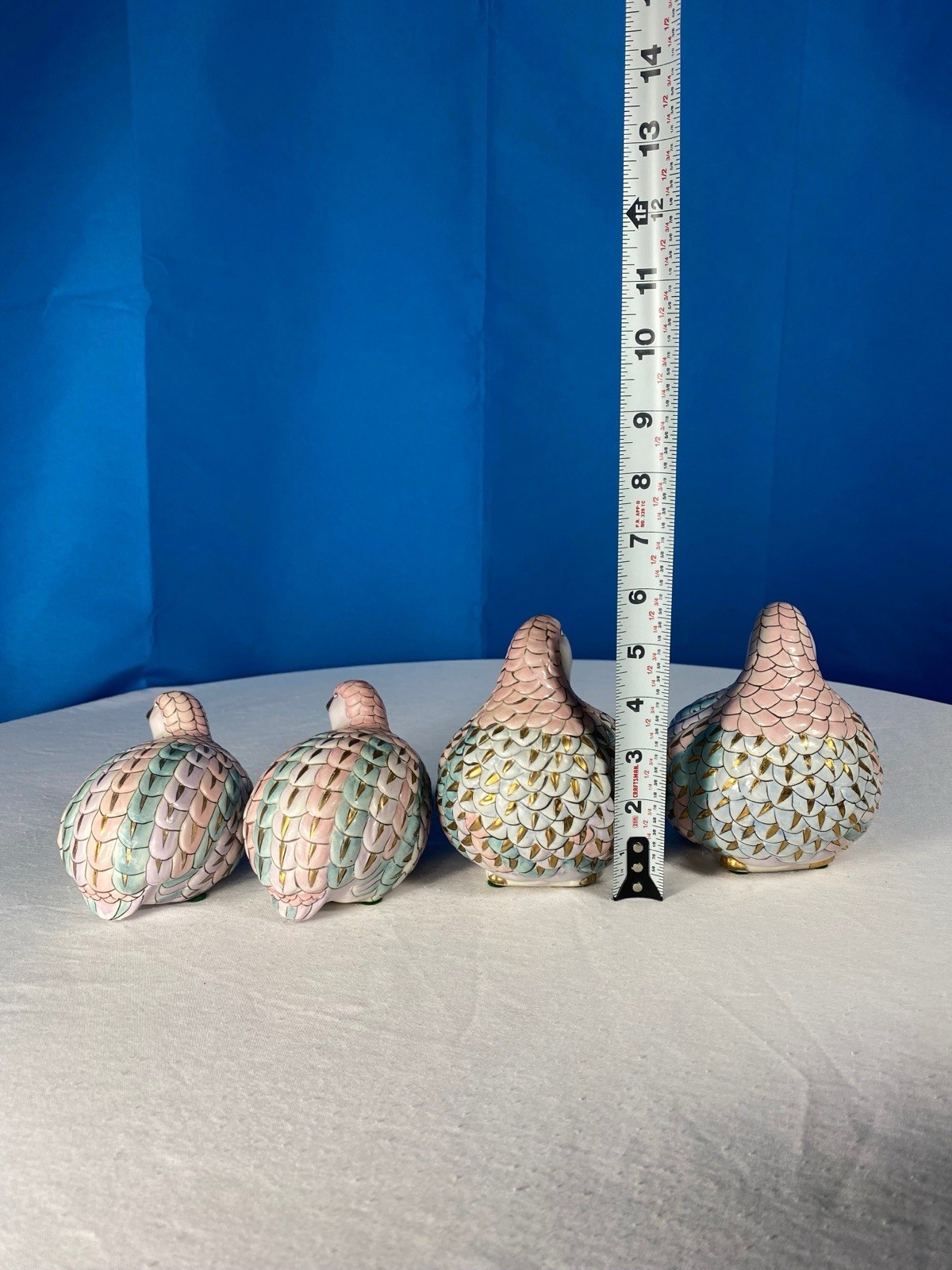 Collection Of Vintage H.F.P Macau Ceramic Love Birds Doves Chinese Porcelain