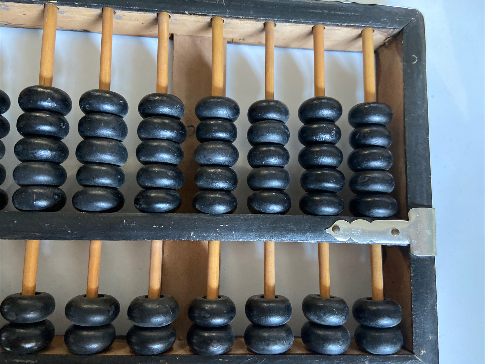 Vintage Lotus – Flower Brand ABACUS Black Painted Wood with Brass Accents