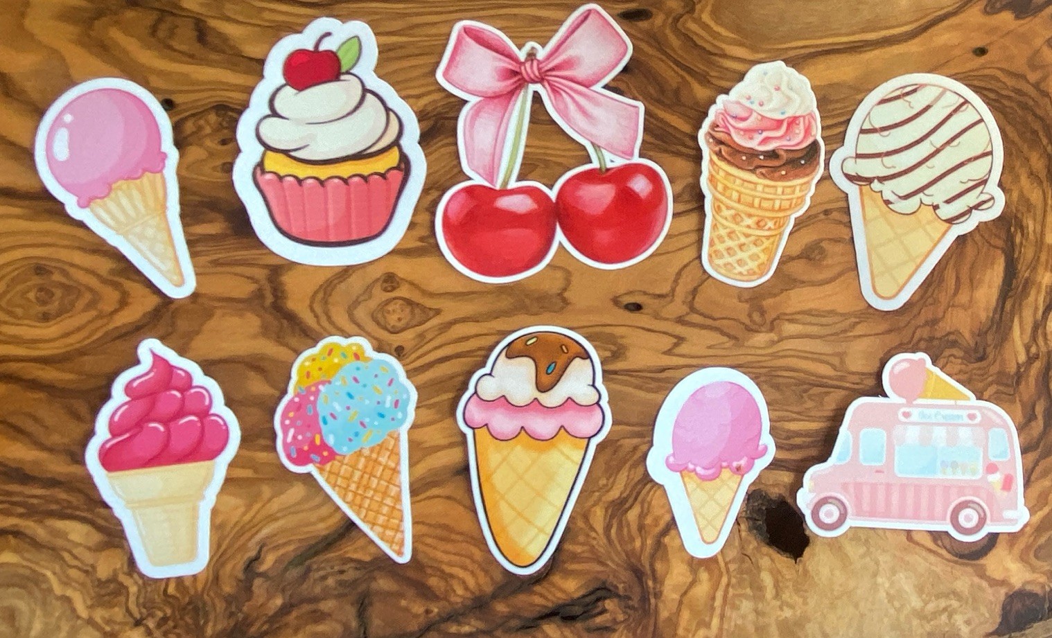 Food & Drink Dessert Scrapbooking Sticker Set Multicolor Ice Cream Cupcake