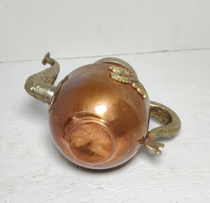 ANTIQUE / VINTAGE COPPER AND BRASS TIBETAN TEAPOT WITH DRAGON
