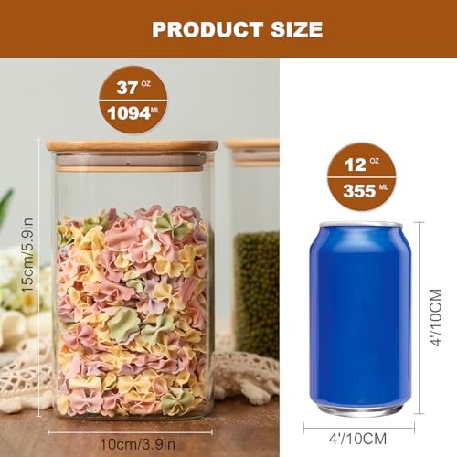 Glass Food Storage Jars 37 oz Set of,Glass Storage Containers Clear 6 50 ounces