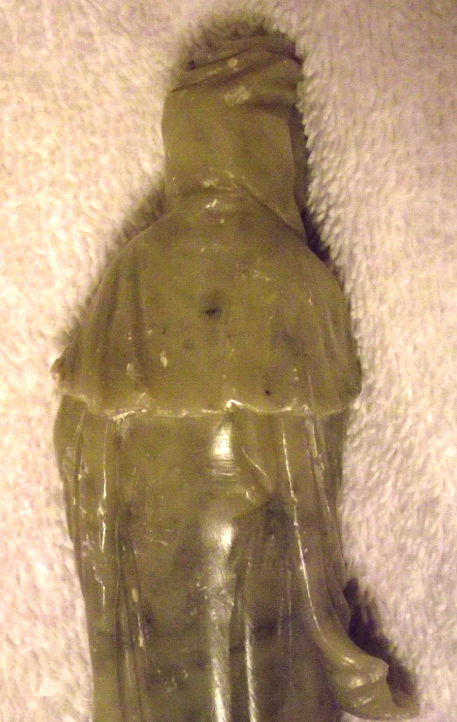 Vintage Chinese Hand Carved Jadeite Statue Figurine Woman w/Jug on Pedestal S