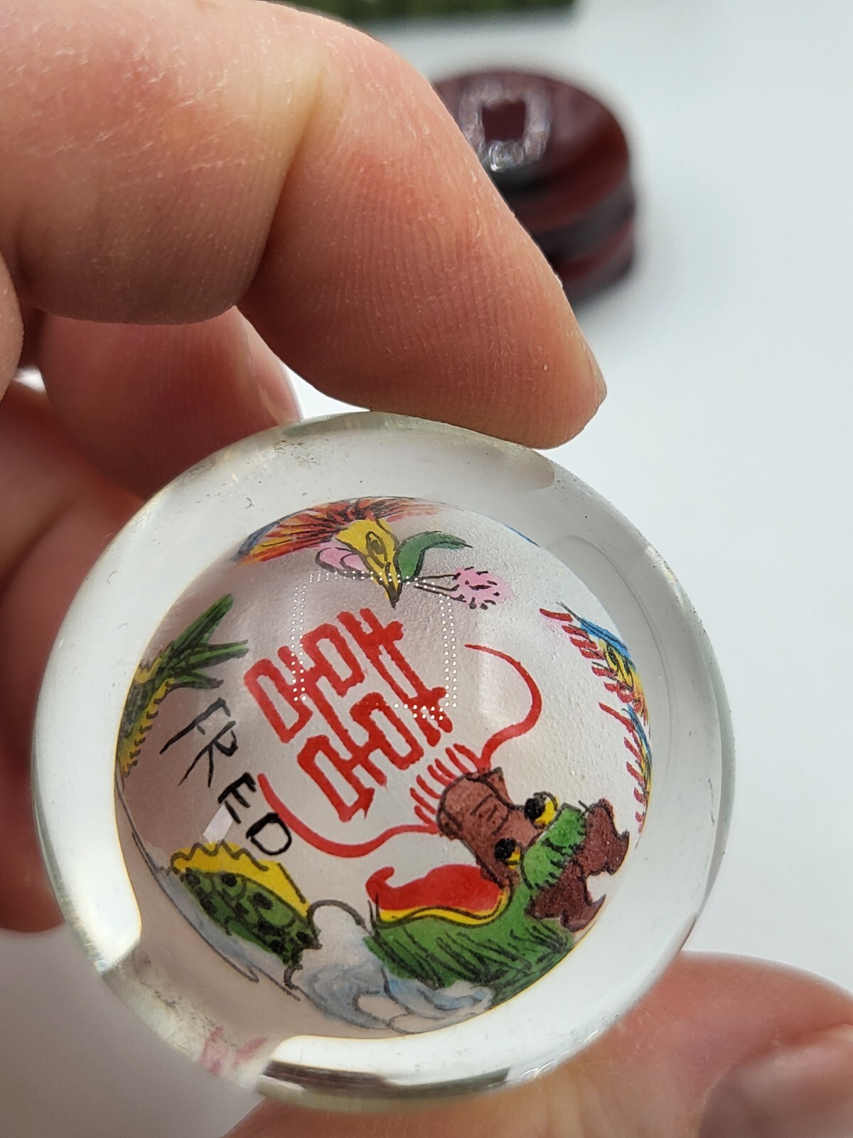 Vintage Miniature Souvenir Chinese Dragon Inner Painted Glass Ball Orb for Fred