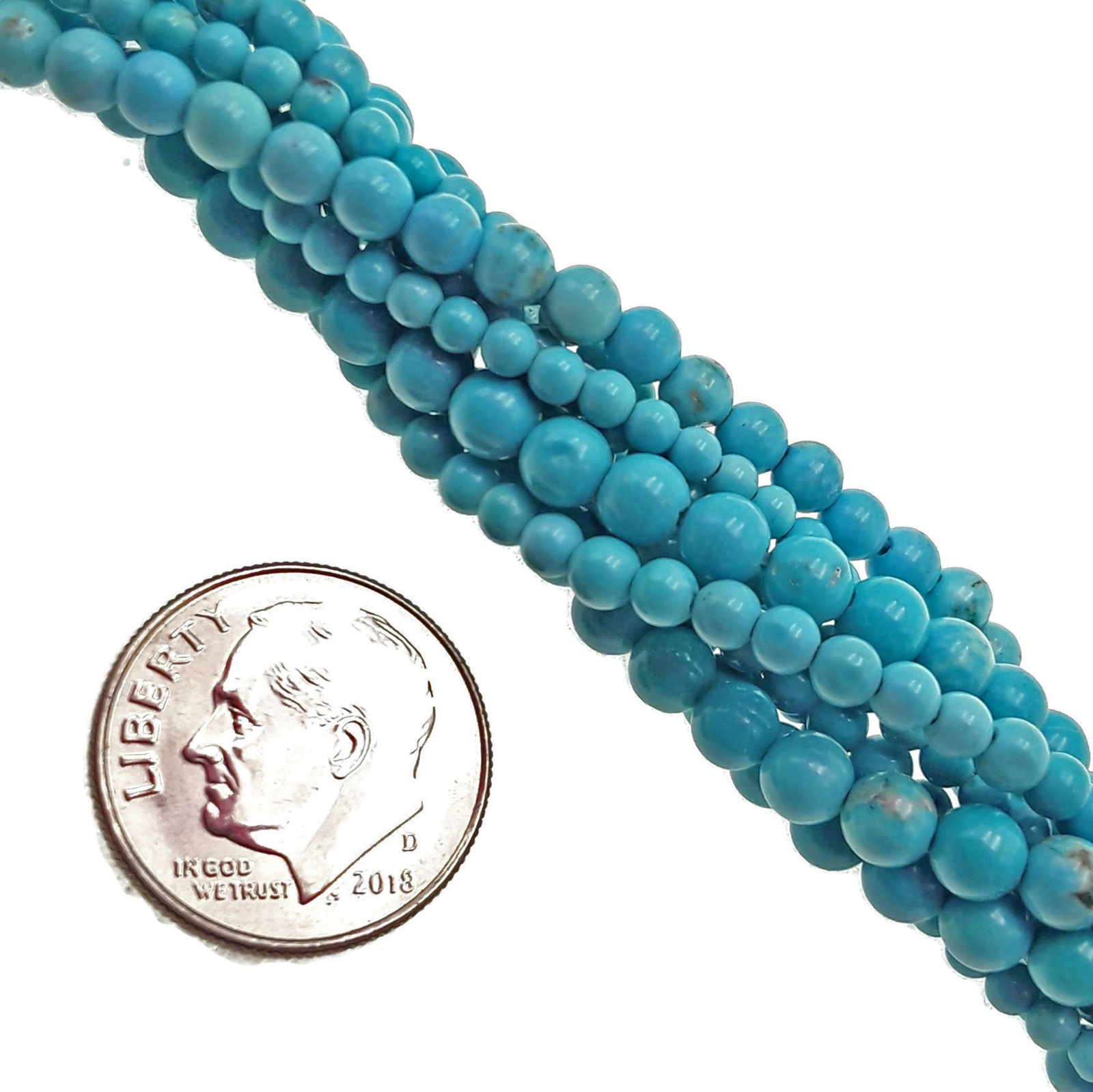Blue Turquoise Smooth Round Beads 2mm 3mm 4mm 15.5″ Strand