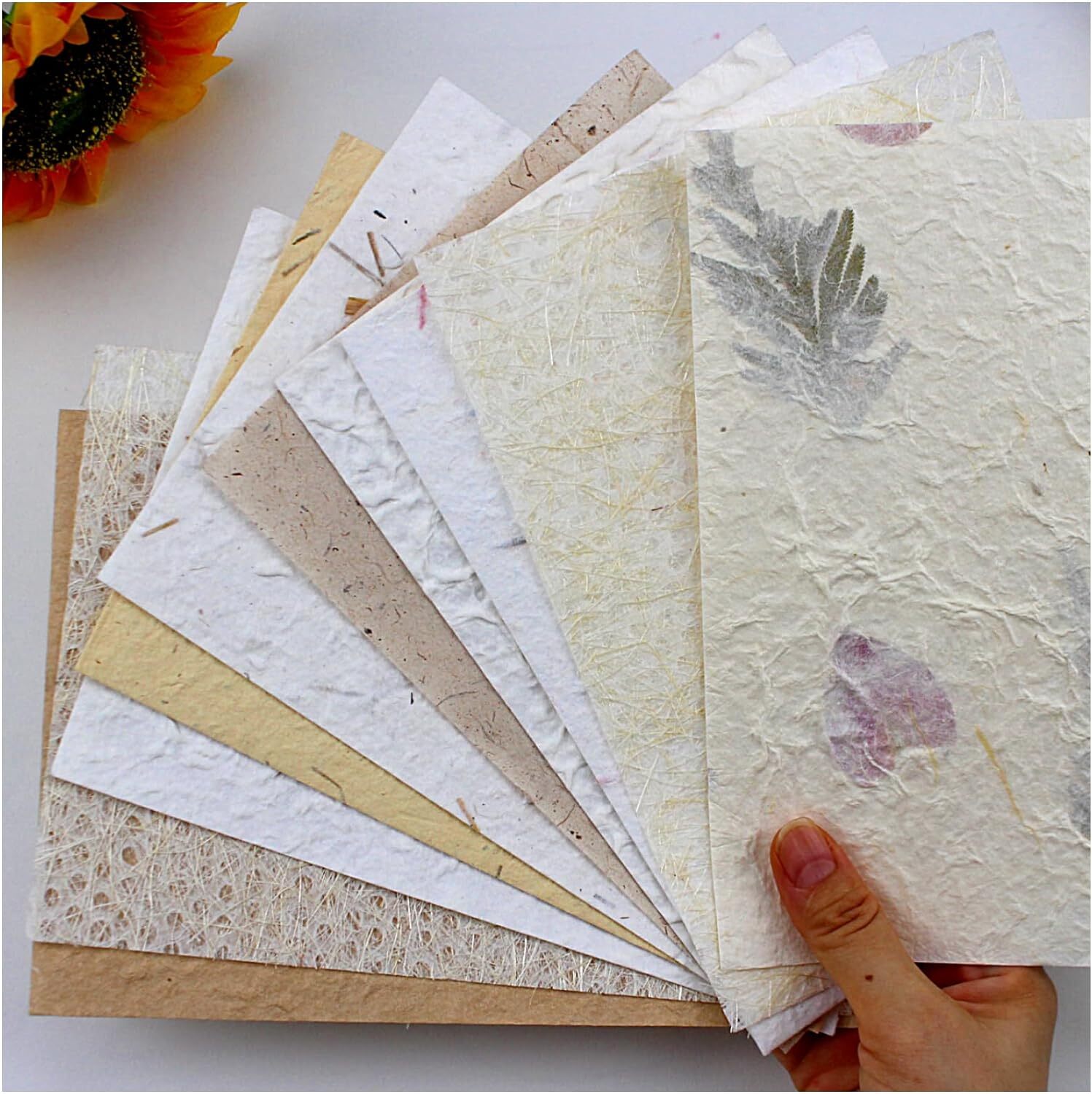 Textured Handmade Paper Sheets for Crafts, A5 Thick Rough Mulberry Recycled Scra