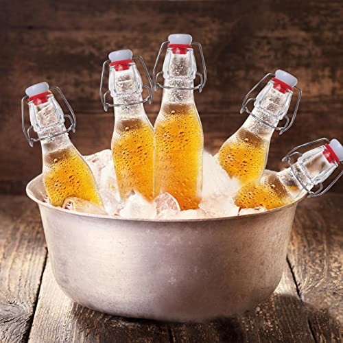 12 Pack Swing Top Glass Bottles, 250ML Square Bottles with Airtight 8.5oz