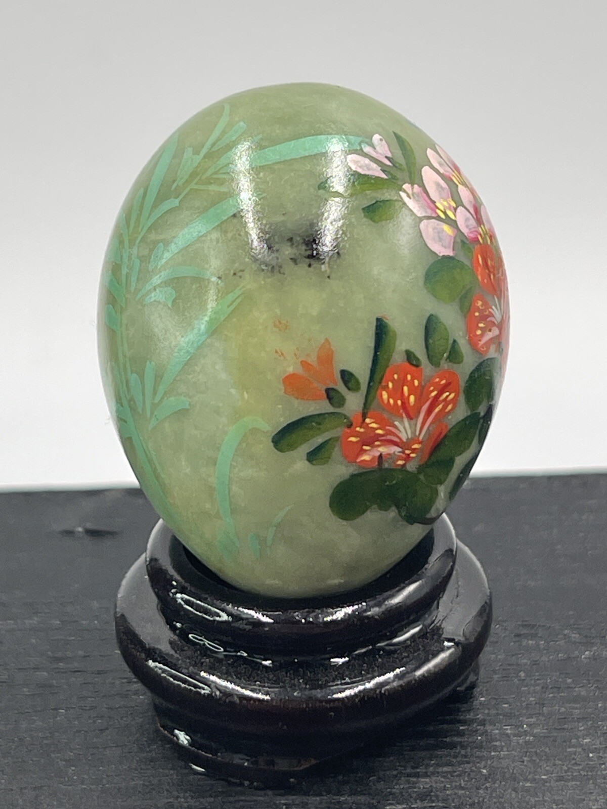 Jadeite Egg Mini Bird Blue Flowers Multicolor Bamboo