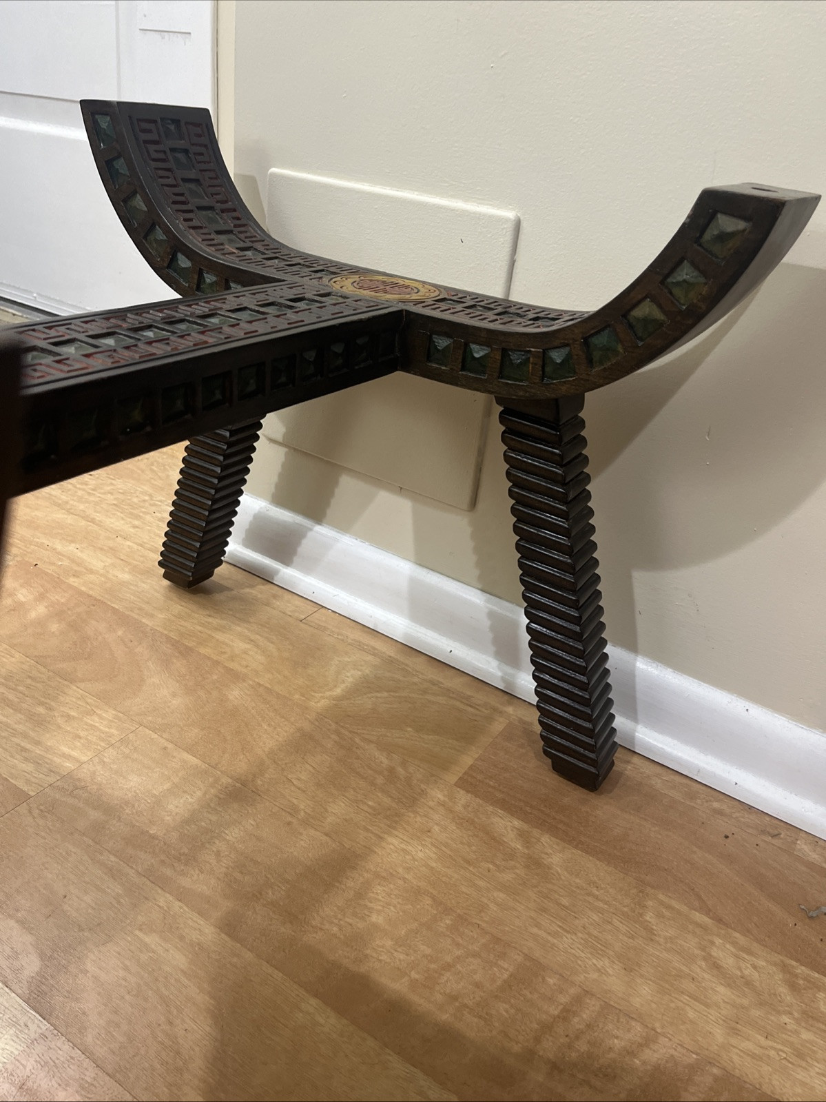 Unique Chinese Asian Carved Wood Coffee Table / Side Table Without The Glass VTG