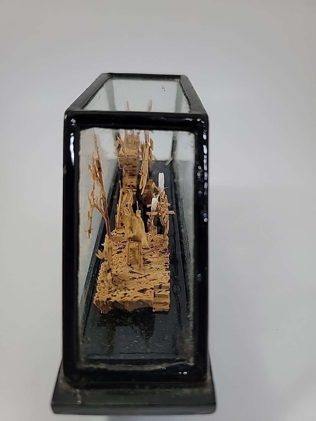 Vintage Asian Chinese PRC Carved Cork Diorama Pagodas Cranes Trees Decoration