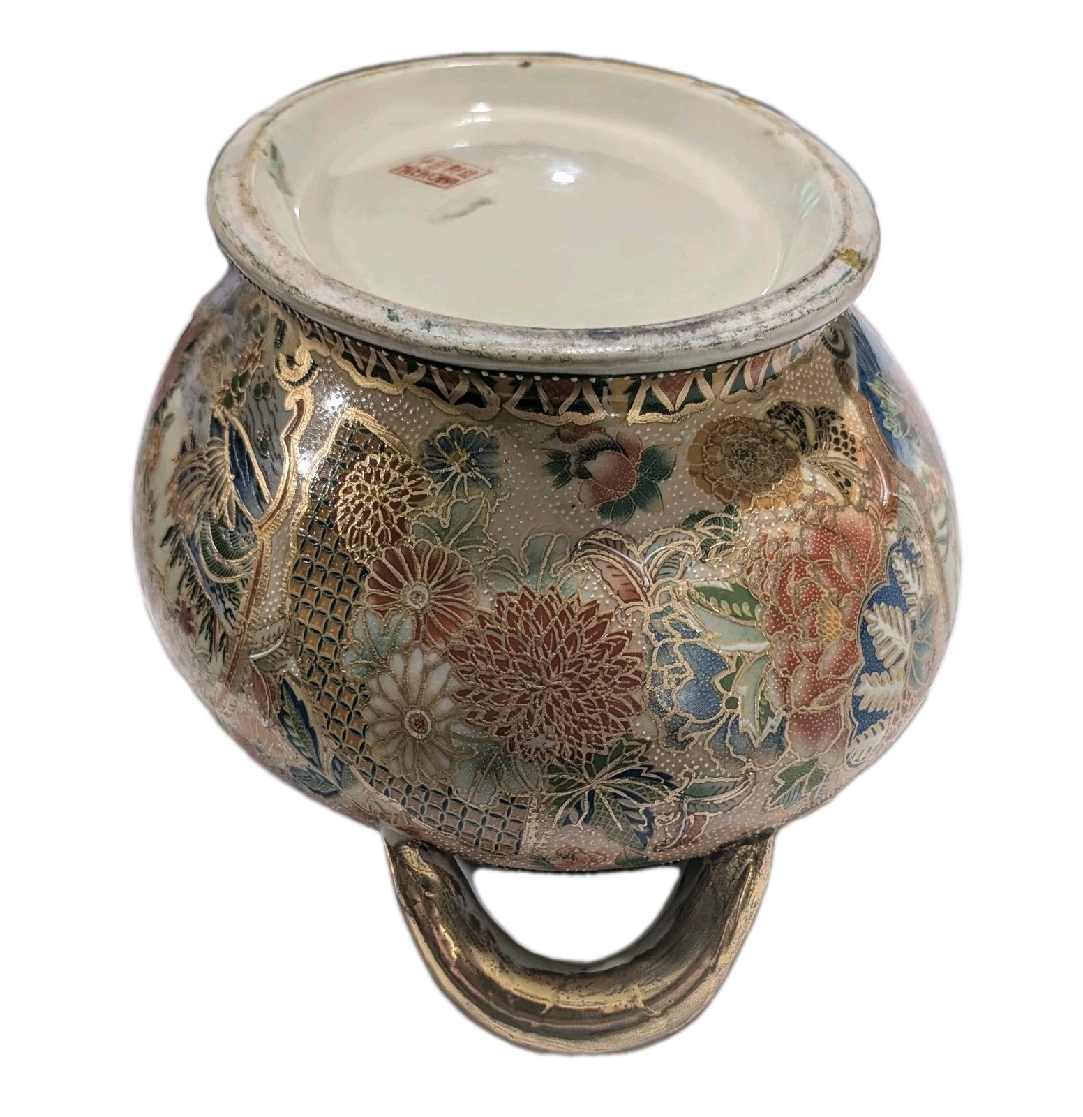 Large 14.5″ Gilded Vintage Chinese Tureen Birds Floral