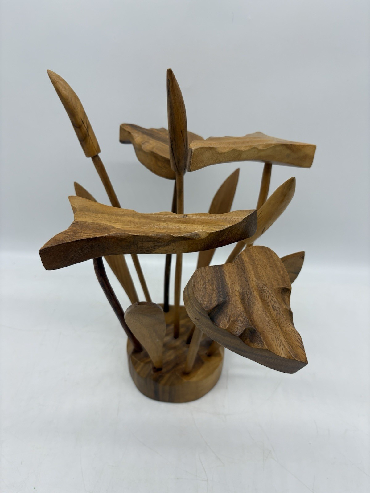 Vintage Carved Wood LilyPads Centerpiece Floral MCM BeachHouse Decor Philippines