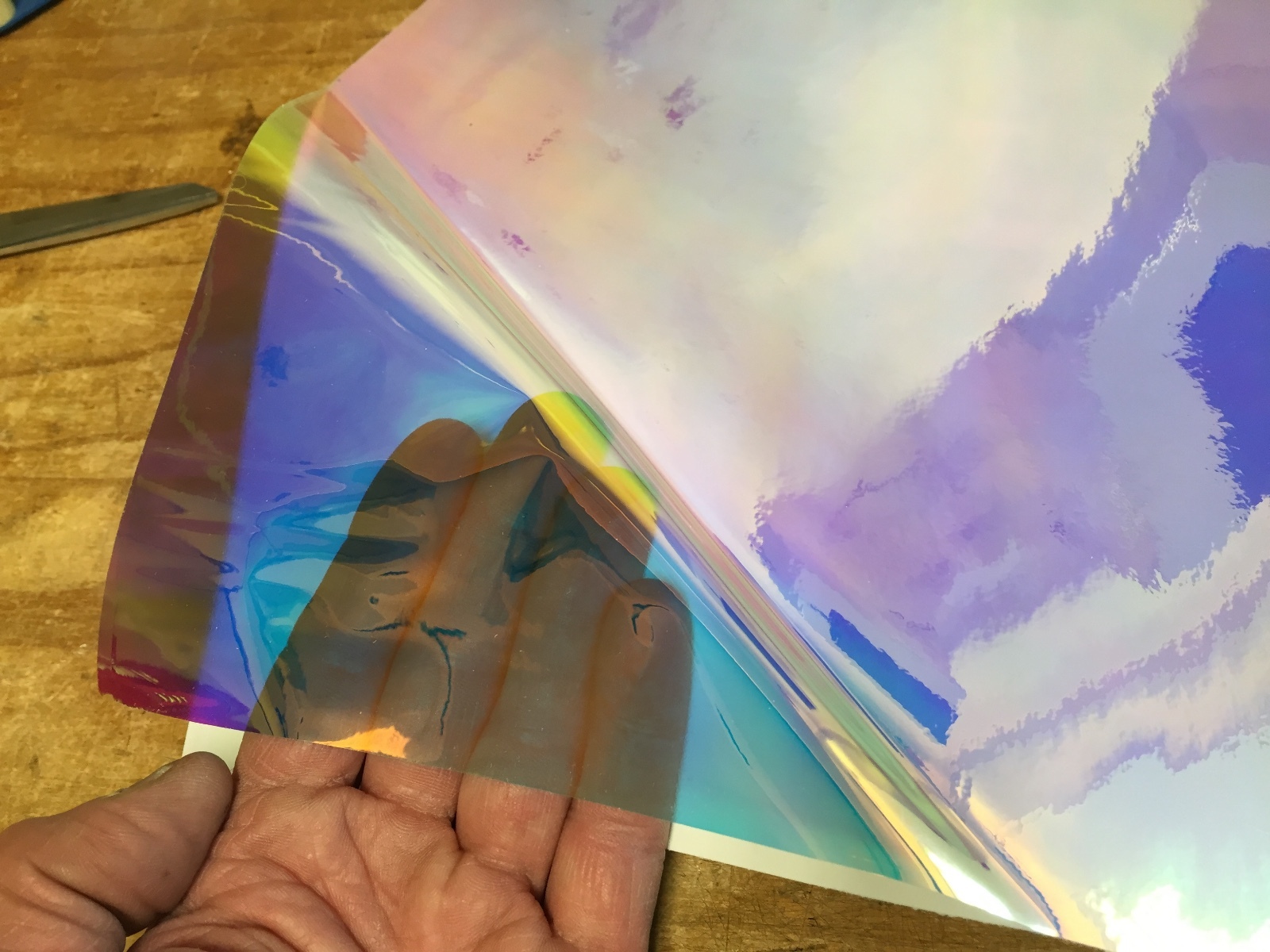 TRANSPARENT Chameleon / Mystique Sign Vinyl, Color Shade Shifting with Adhesive