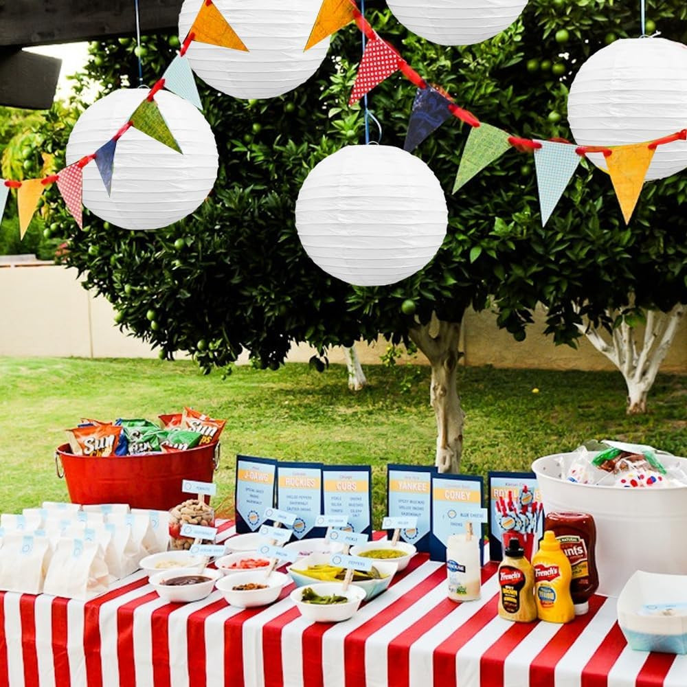 12-Inch White Paper Lanterns Decorative Chinese/Japanese Hanging round Paper Lan