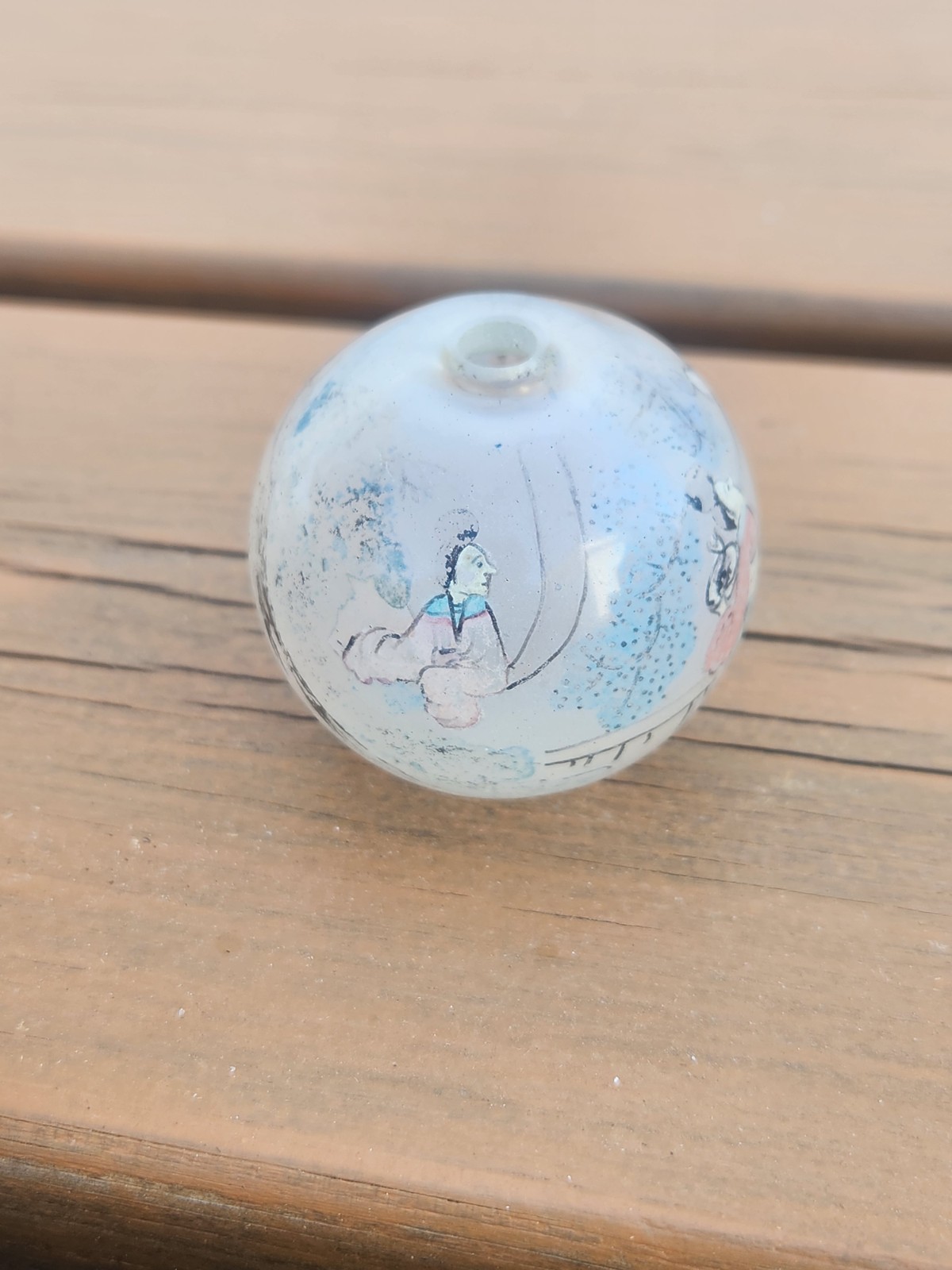 Vintage Chinese Reverse-painted Glass Globe Large Bead Art Object Sphere