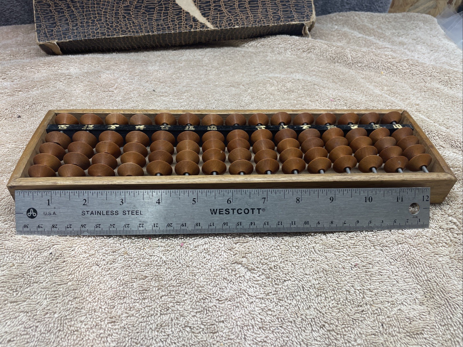 Vintage Japanese Wooden Soroban Abacus 15 75 Beads Row Calculator Original Box