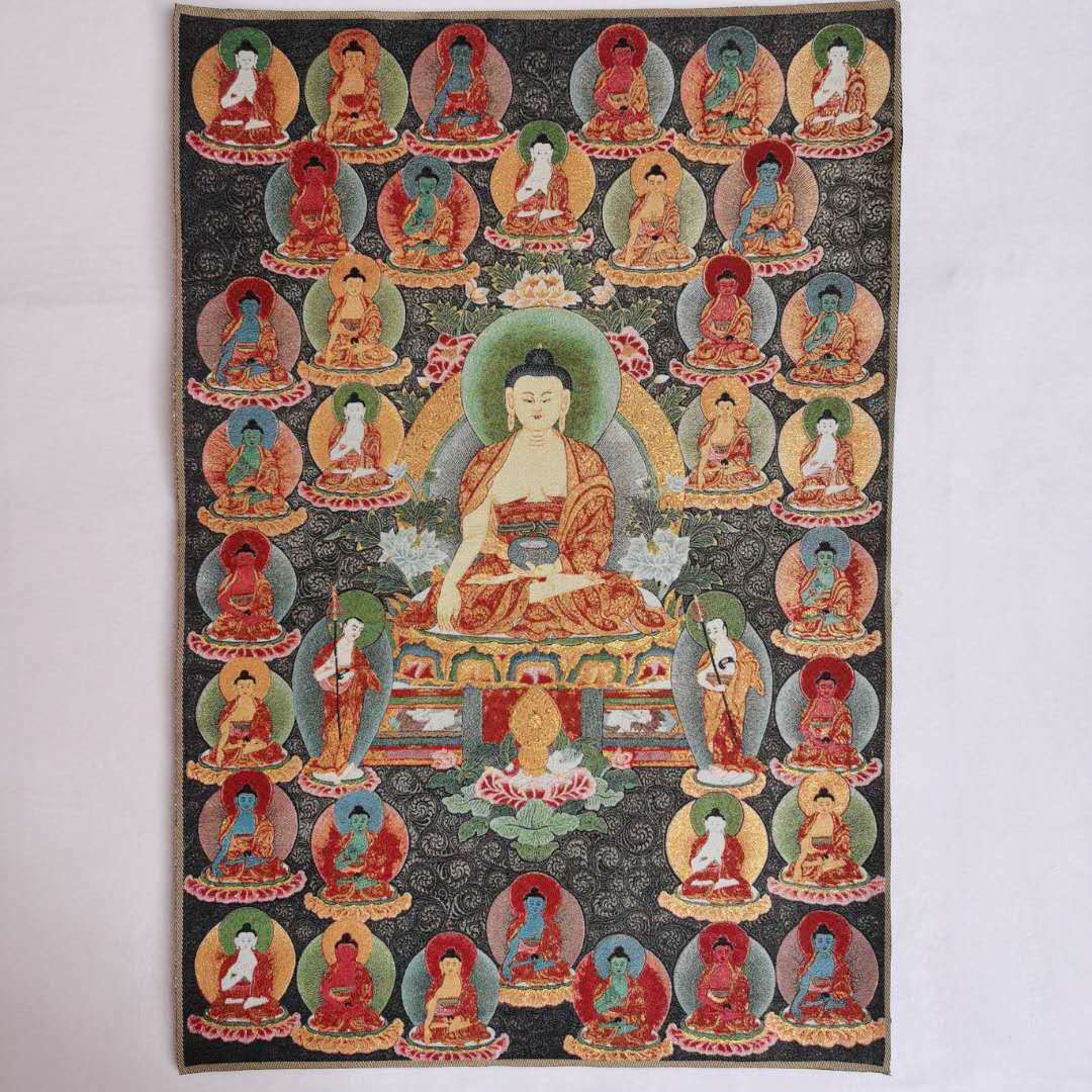 36″Tibet Tibetan Cloth Silk Buddhism 10000 Buddha Tathagata Tangka Thangka 265