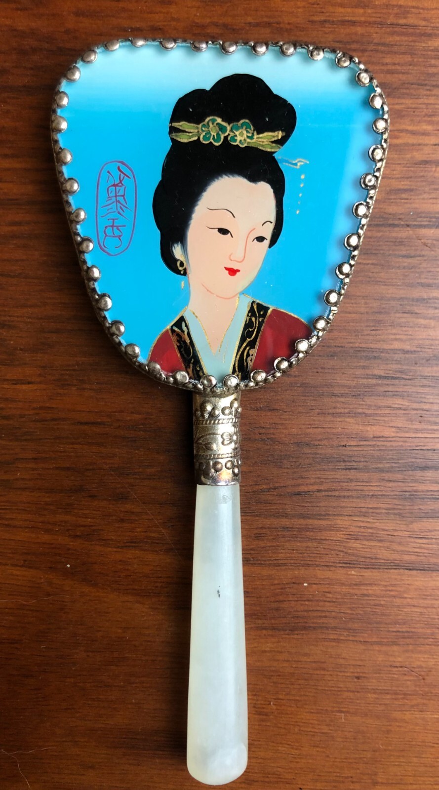 1940s or 1950s Small Chinese Mirror with Box