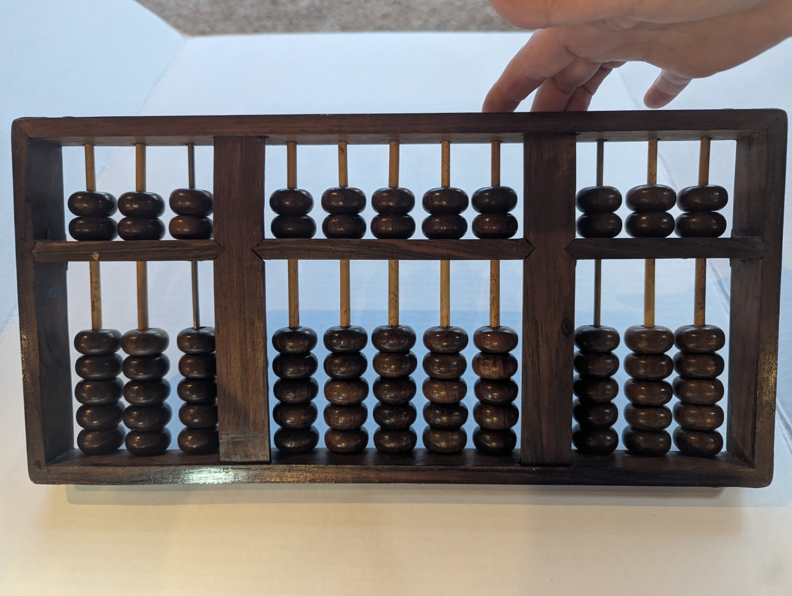 Antique Chinese Abacus Suanpan 13 Rod Republic Era Hardwood Brass Merchant Tool