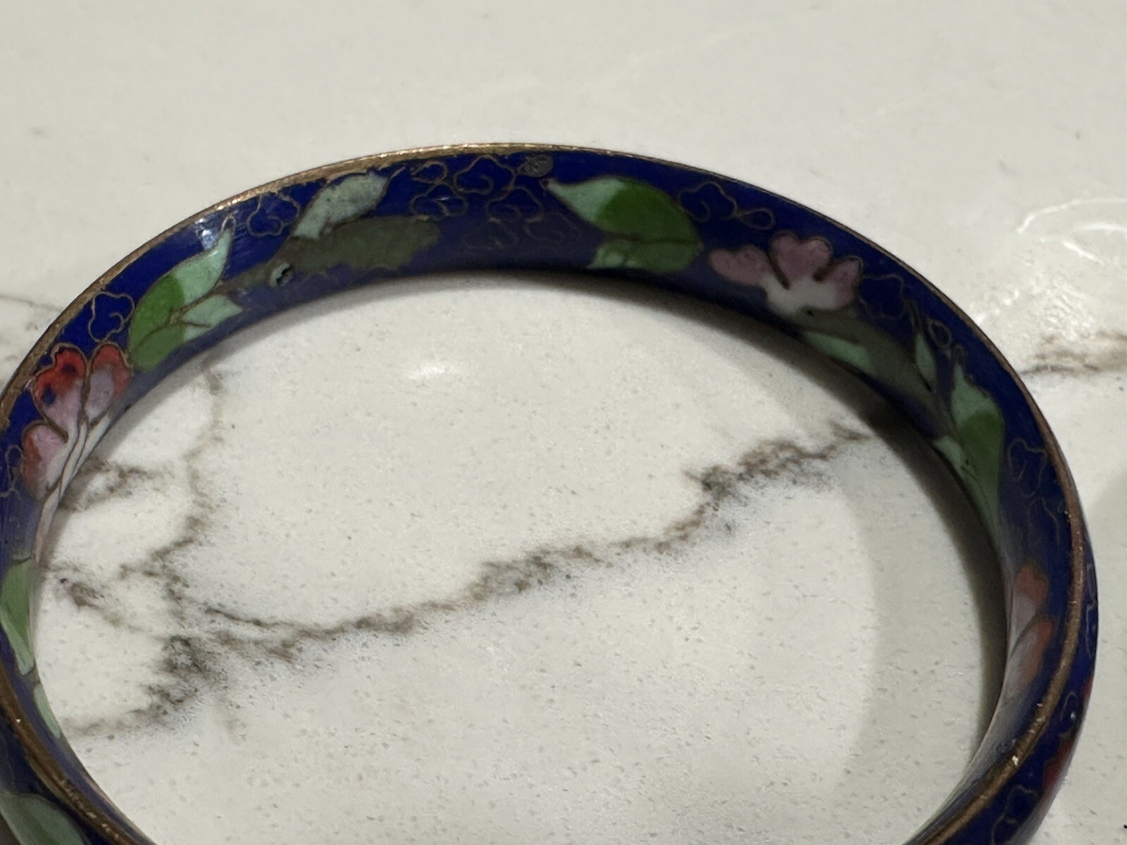 VINTAGE PAIR OF VINTAGE CLOISONNE BANGLE BRACELETS , Enamel Over Metal