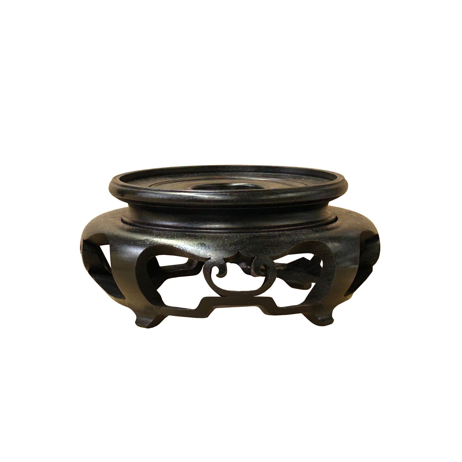 6″ Chinese Black Wood Round Legs Table Top Stand Display Easel Riser st1205