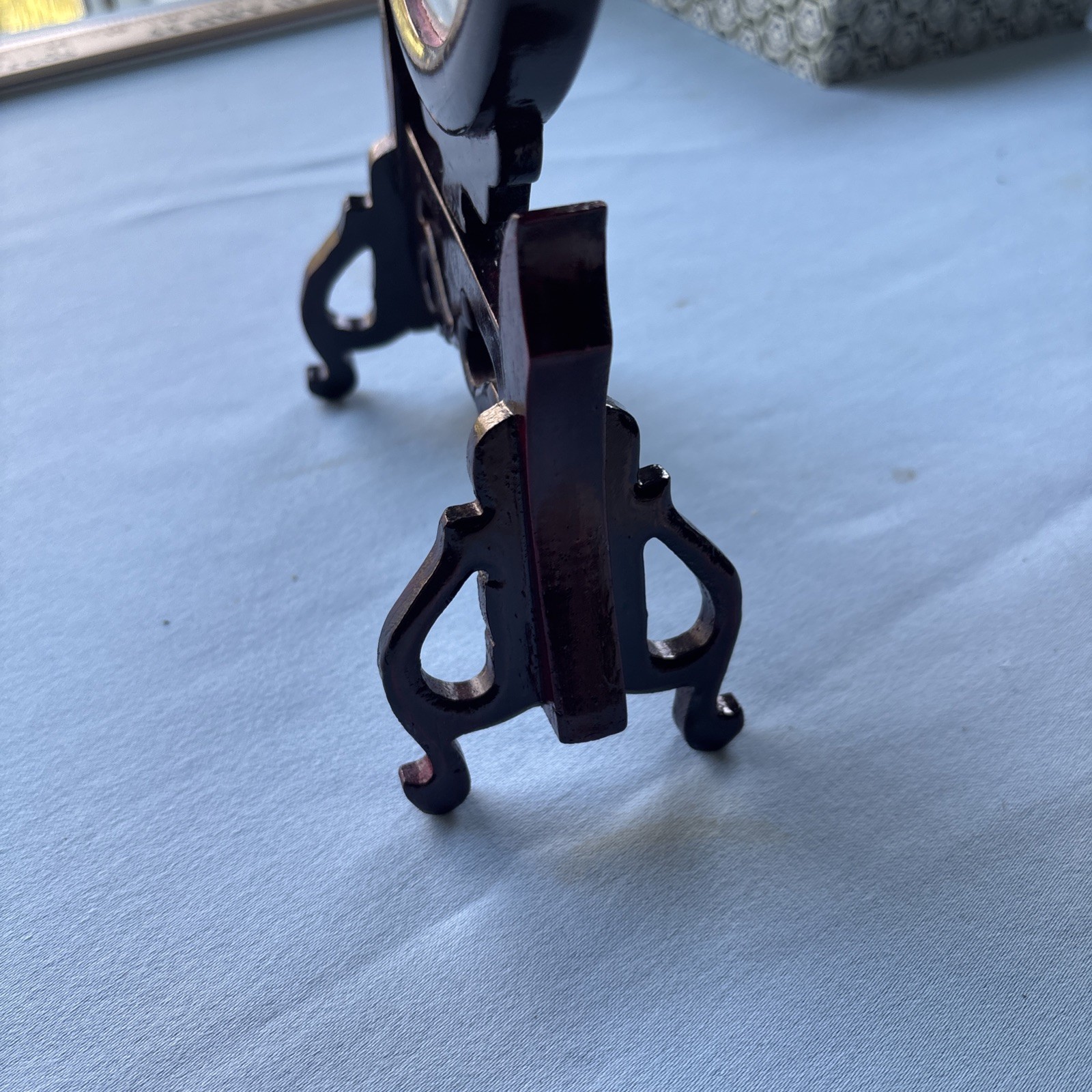 Handmade Chinese Double-Sided Silk Embroidery Panda Art Wood Stand w/Gift Box