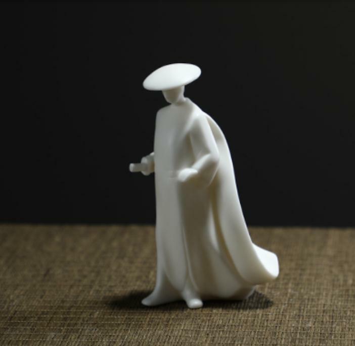 4″ Chinese White Porcelain Ceramics Swordsman Hero Figurine Statue Statues2