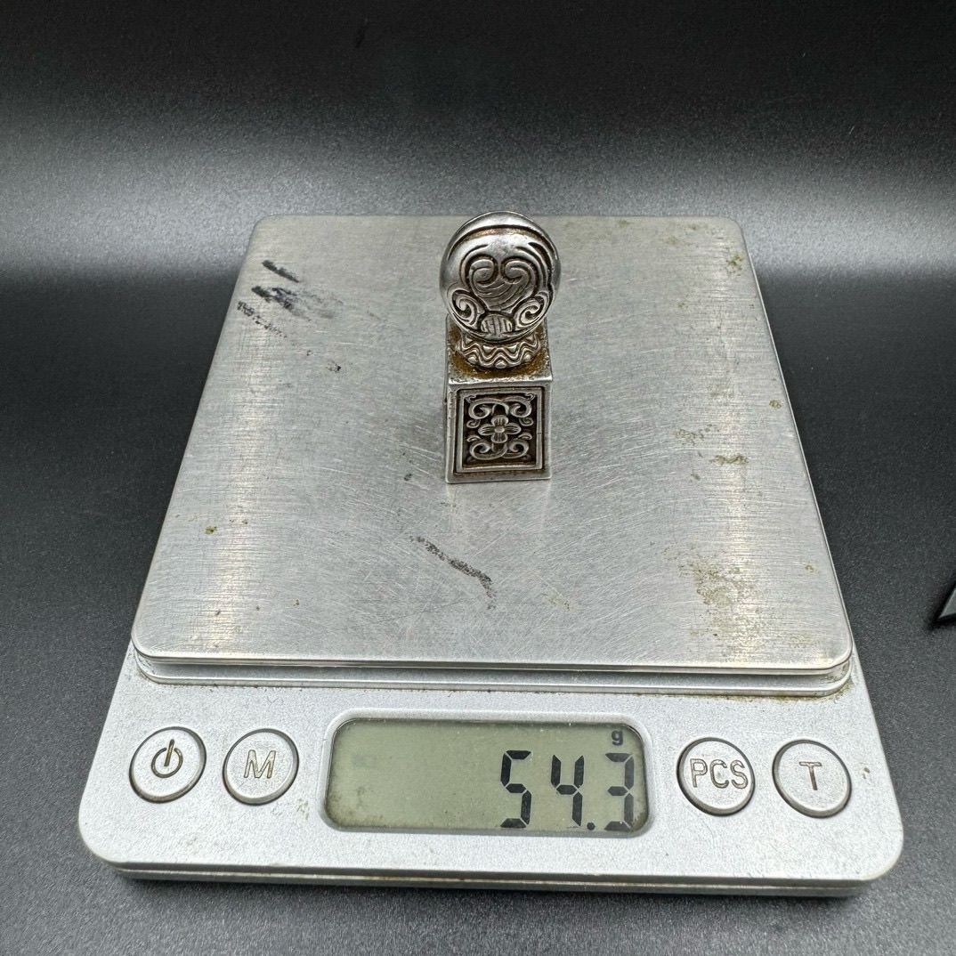Vintage Tibetan Sky Iron Hand Carved Seal Nepal Dharma Stamp Collectible