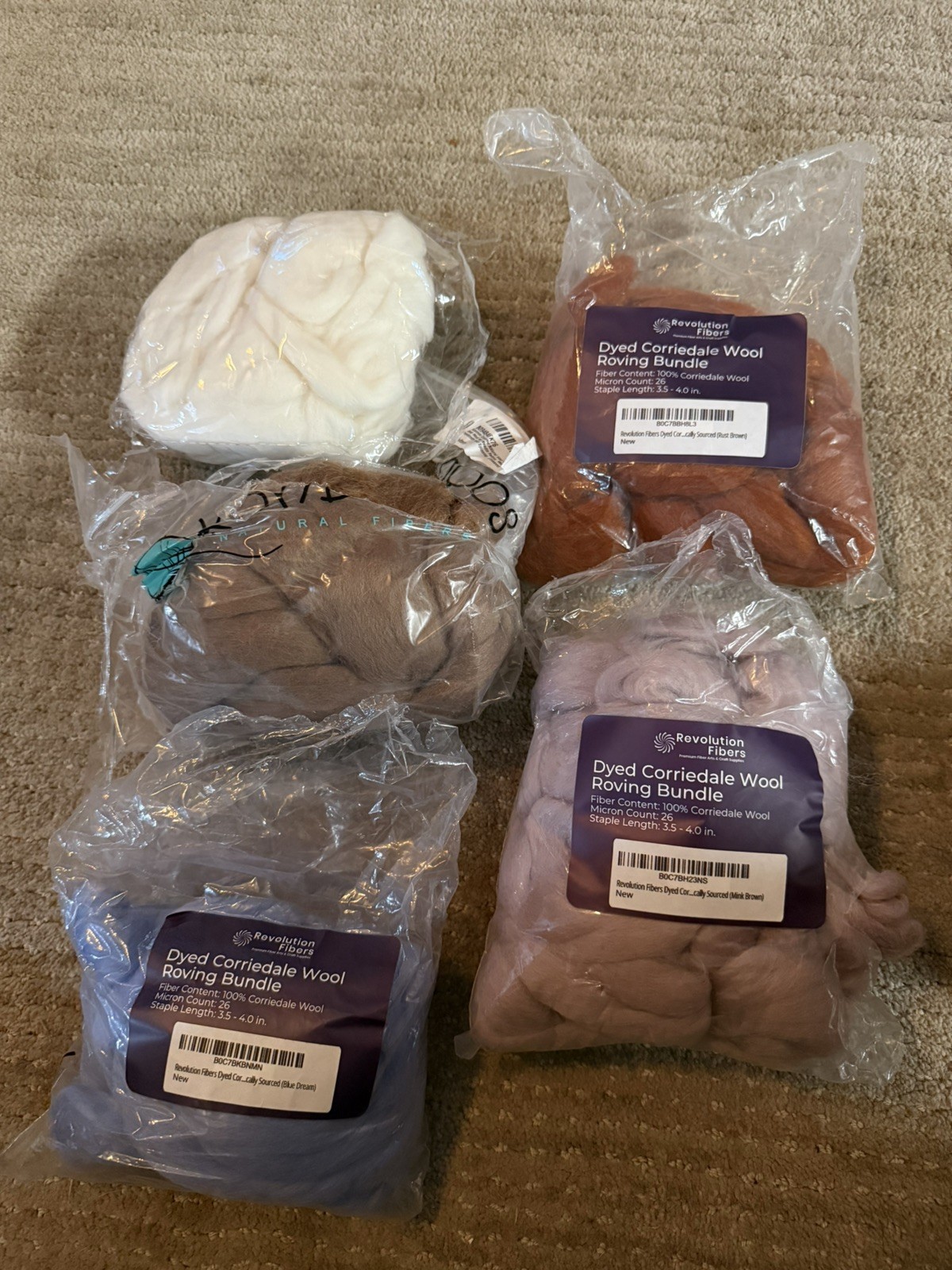 Needle Felting Wool Roving Bundle Lot Corriedale Wool Mixed Colors