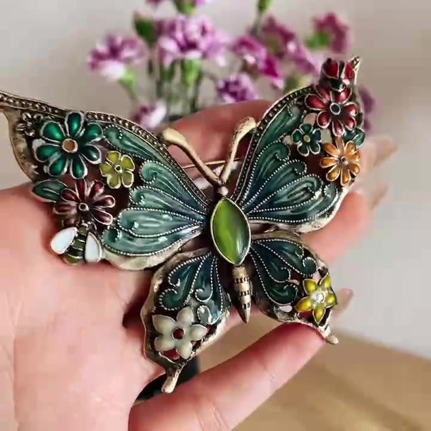 Vintage Enamel Butterfly Brooch Retro Elegant Coat Suit Pin