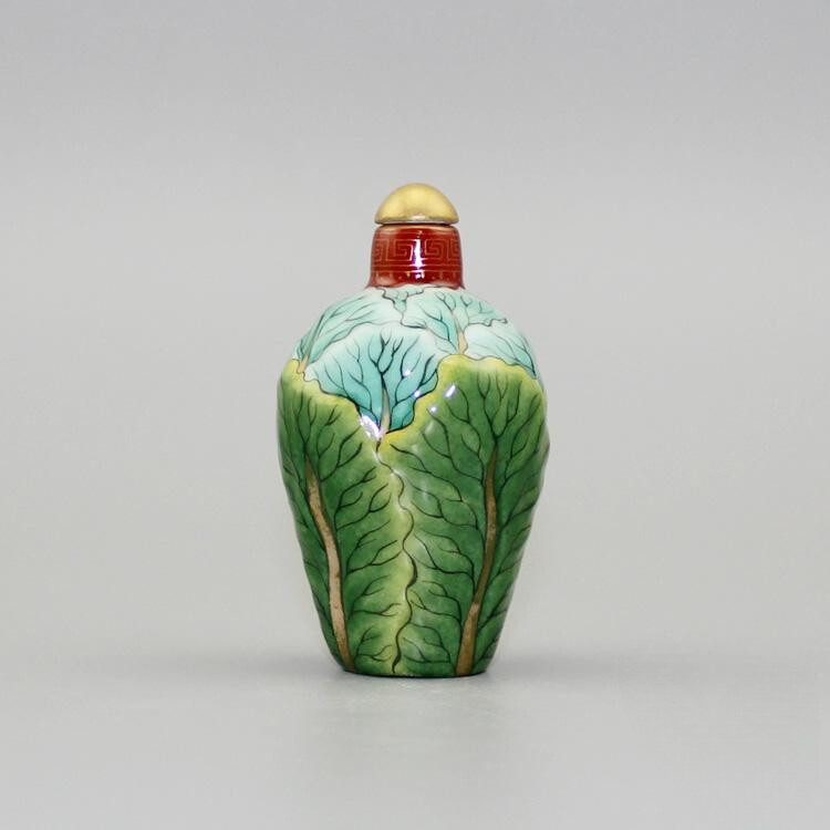 3″ Chinese Famille Rose Porcelain Gild Vegetables Cabbage Snuff Bottle